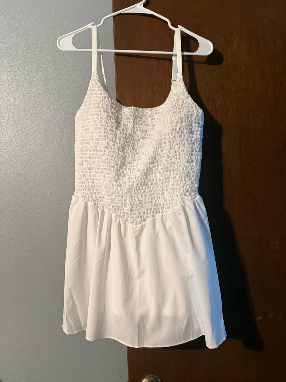 White Aerie Real Me Smocked Mini Dress